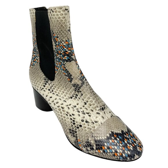 Isabel Marant Ivory Multi Snake Print Leather Booties - Picture 1 of 7